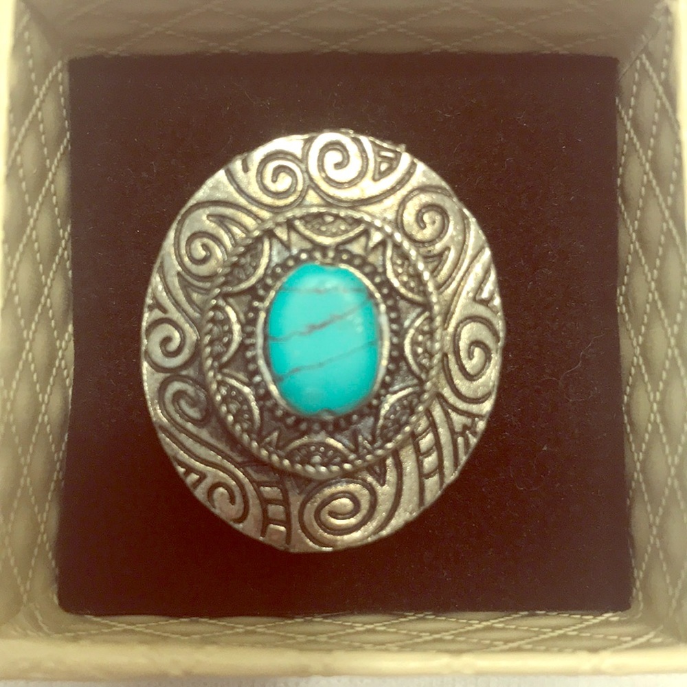 Adjustable Size Faux Turquoise Ring